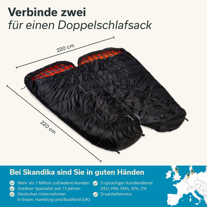 Skandika Schlafsack Vegas Flanell | XXL Mumienschlafsack mit Flanell Baumwoll oder Polycotton Innenf