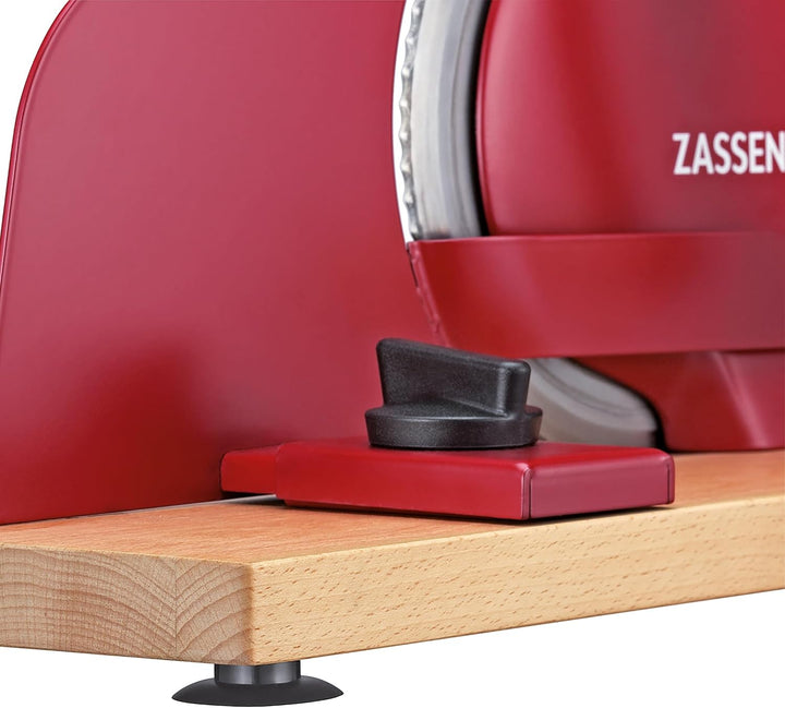 Zassenhaus Brotschneidemaschine PURE rot, manuelle Kurbelmaschine mit Edelstahlmesser, Spezial-Welle