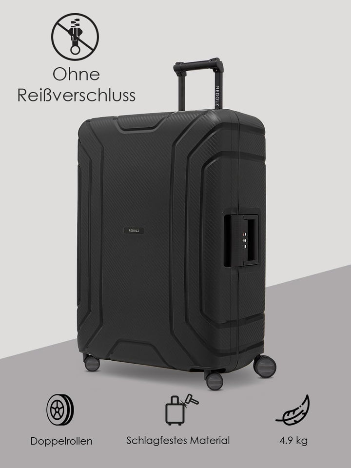 REDOLZ Hartschalen Check-in Koffer ohne Reissverschluss | 3-Punkt-Verschluss-System | Grosser XL Tro