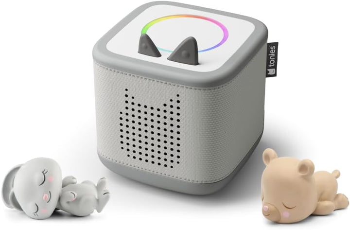 tonies Toniebox 2 Bundle Incl. 2 Schlummerbande Schlummerbär und Hase, Mondgrau, Audioplayer für Hör