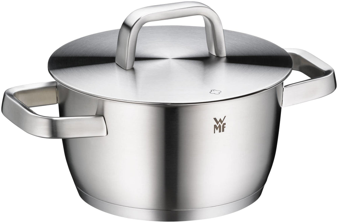 WMF Iconic Kochtopf klein 18cm, Metalldeckel, Fleischtopf Induktion 2,3l, kleiner Topf, Cromargan Ed