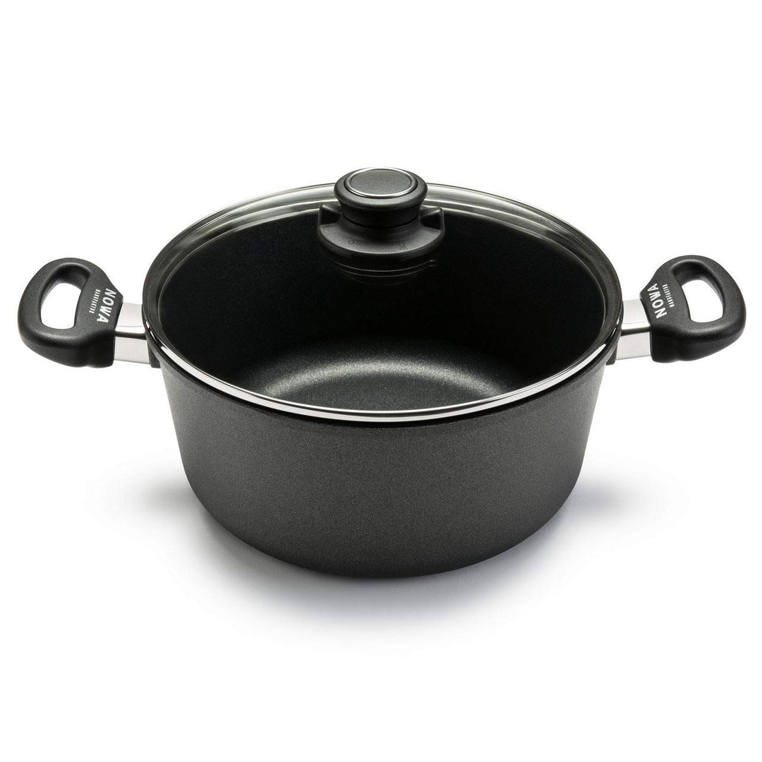 NOWA Aluguss Kochtopf mit Glas-Deckel (24 cm Ø) – Antihaftbeschichteter Topf (11 cm Innenhöhe) mit b