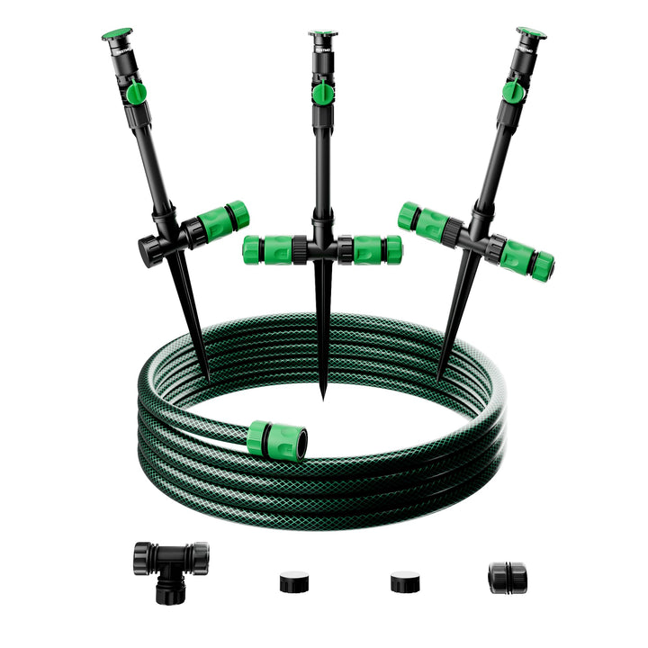 RESTMO Rasensprenger mit Erdspiess zur Gartenbewässerung, Mehrfach einstellbares Rasensprinkler, Fle