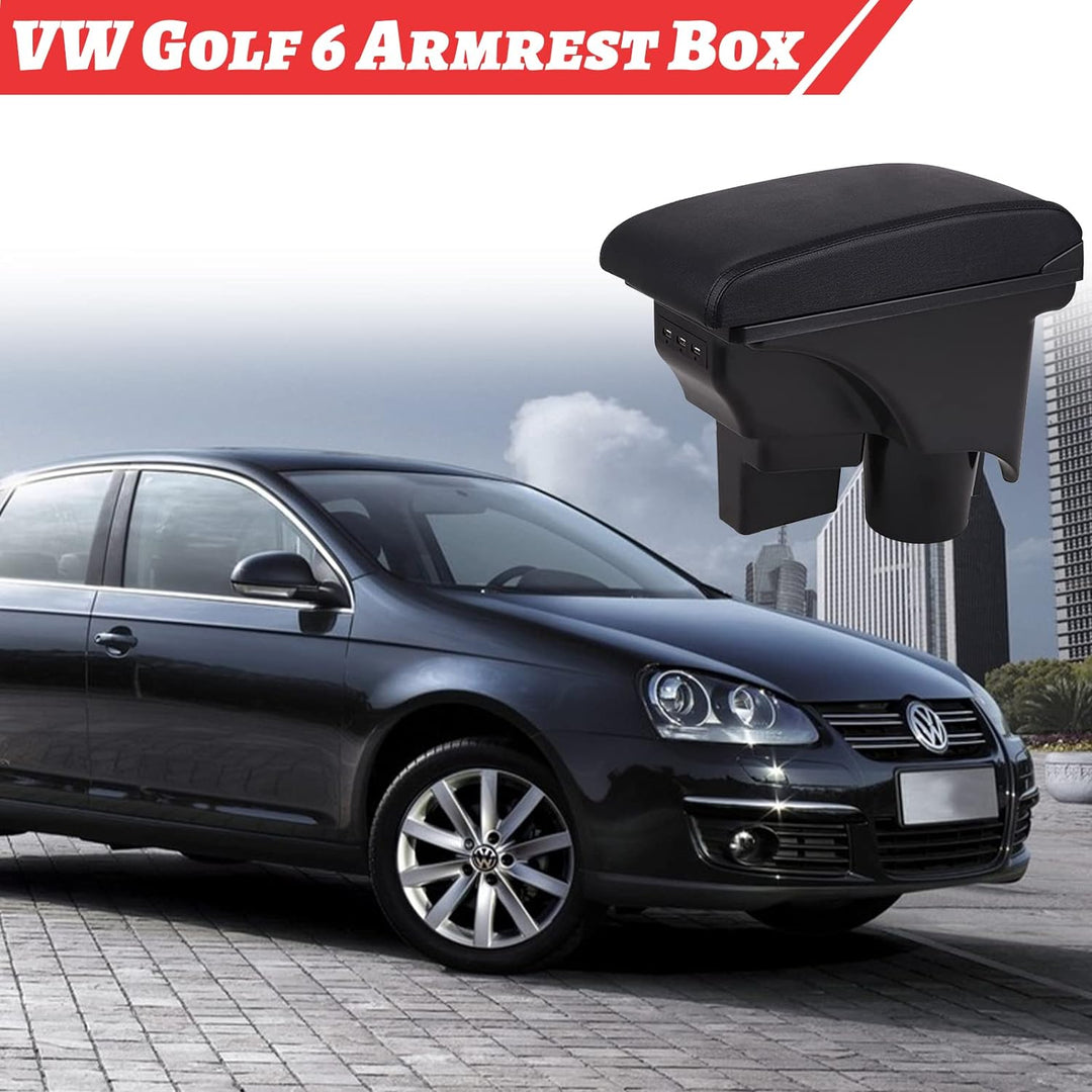 Auto Armlehne Kompatibel mit Golf 6 Mk6 2008-2013 Jetta Mk5 2006-2011 Vento Wagon 2009 2010 Doppelsc