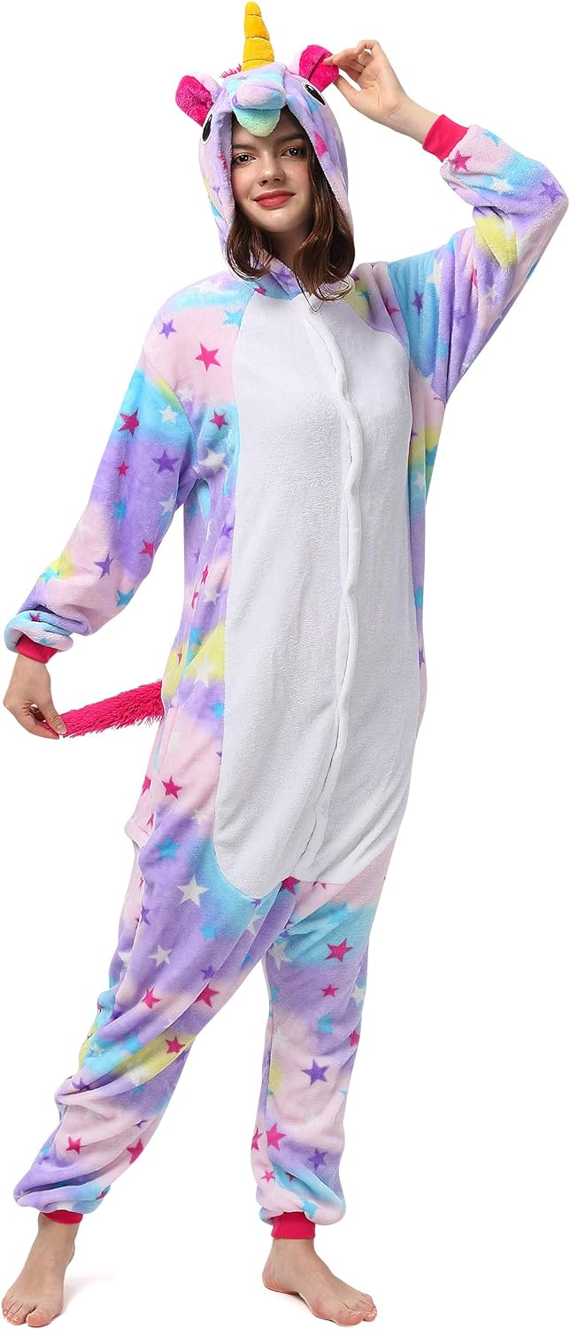 Katara 1744 (30+ Designs) Einhorn-Kostüm Lila-weiss, Unisex Onesie/ Pyjama-Qualität für Erwachsene &