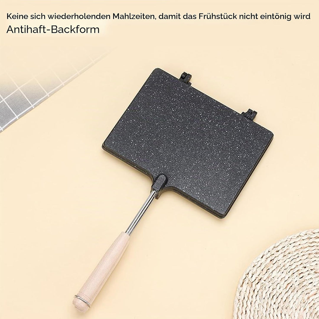 Panini Press Sandwich Maker, Doppelseitiger Gas-Sandwichtoaster mit Antihaftbeschichtung, Aluminium-