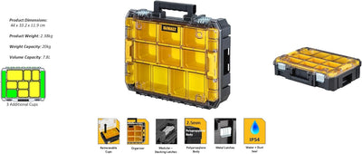 Dewalt TSTAK Organizer DWST82968-1 (spritzwassergeschützt IP54, durchsichtiger, schlagfester Deckel