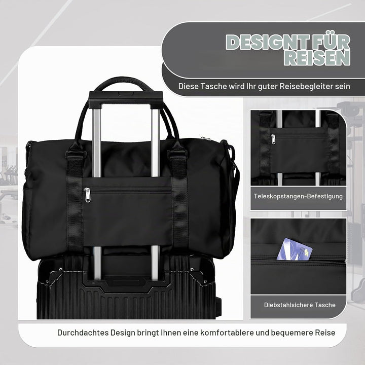 WEPLAN Sport Duffel Bag Damen Herren Sporttasche mit Schuhfach &amp; Nassfach Reisetasche Handgepäck Tas