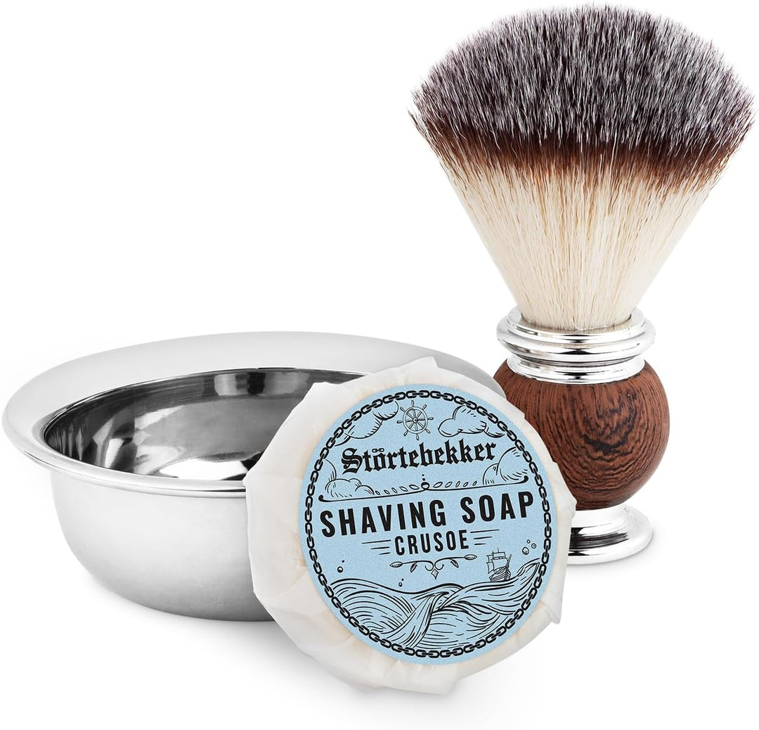Störtebekker® Premium Rasierständer Set - mit Rasierhobel, Rasierpinsel, Rasierschale und Rasierseif