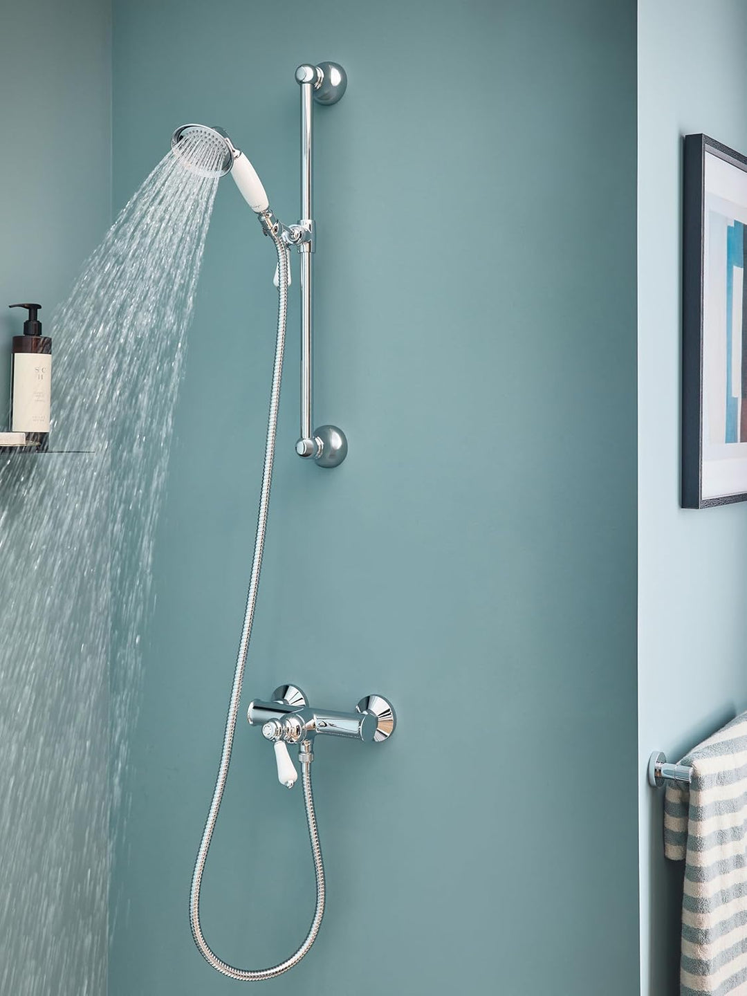 Jacob Delafon - Louise Wand-Duscharmatur, mechanisch, Retro-Design, Keramikgriff, wassersparend, 21,