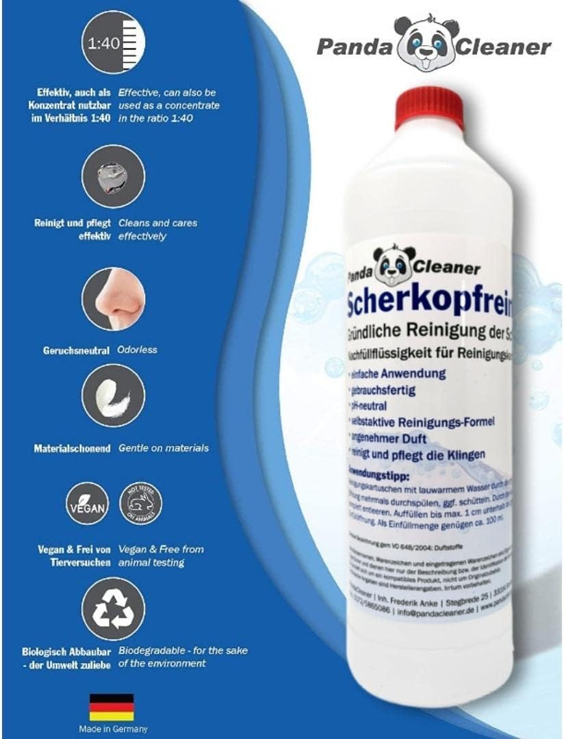 PandaCleaner Scherkopfreiniger 2.0 3er-Set 3000ml - Nachfüllflüssigkeit für Reinigungskartuschen | D
