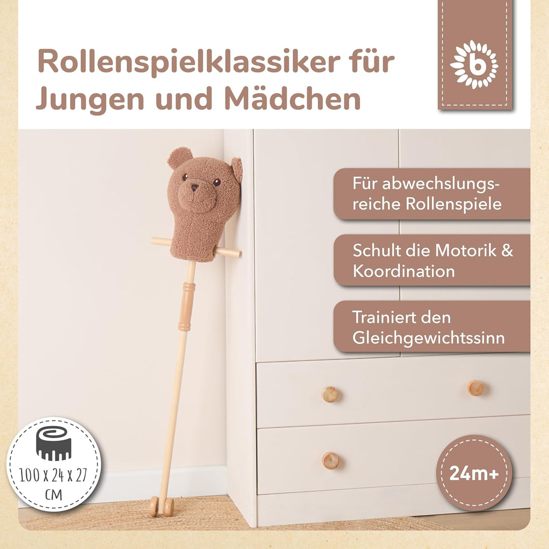 Bieco Steckenpferd Kinder Bär Mika | Hobby Horse Pferde | Steckenpferd Rollen | Steckentier Holz Pfe
