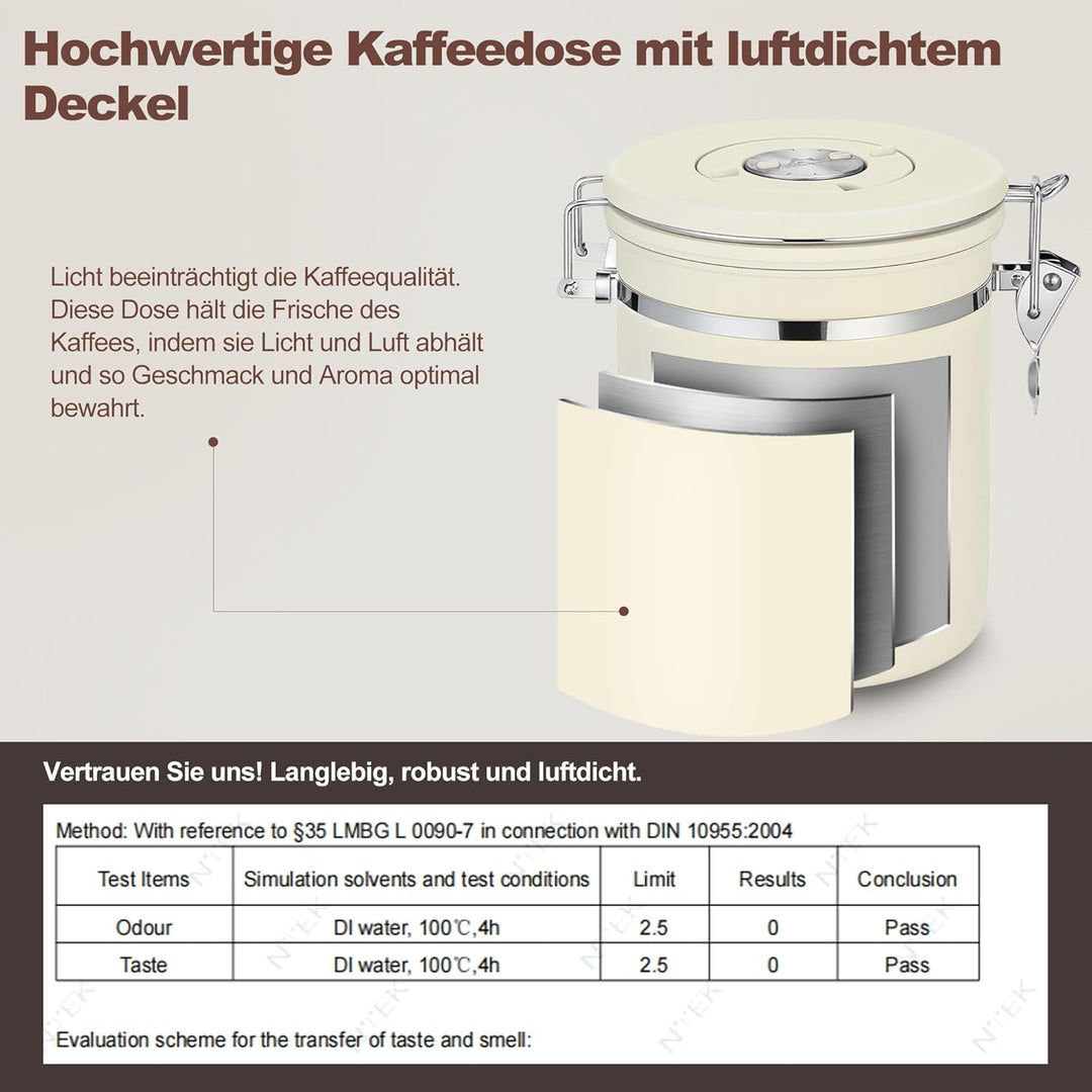 ShanSon Kaffeedose, luftdicht, Edelstahl, Kaffeebohnen-Aufbewahrungsbehälter mit Schaufel, Kaffeedos
