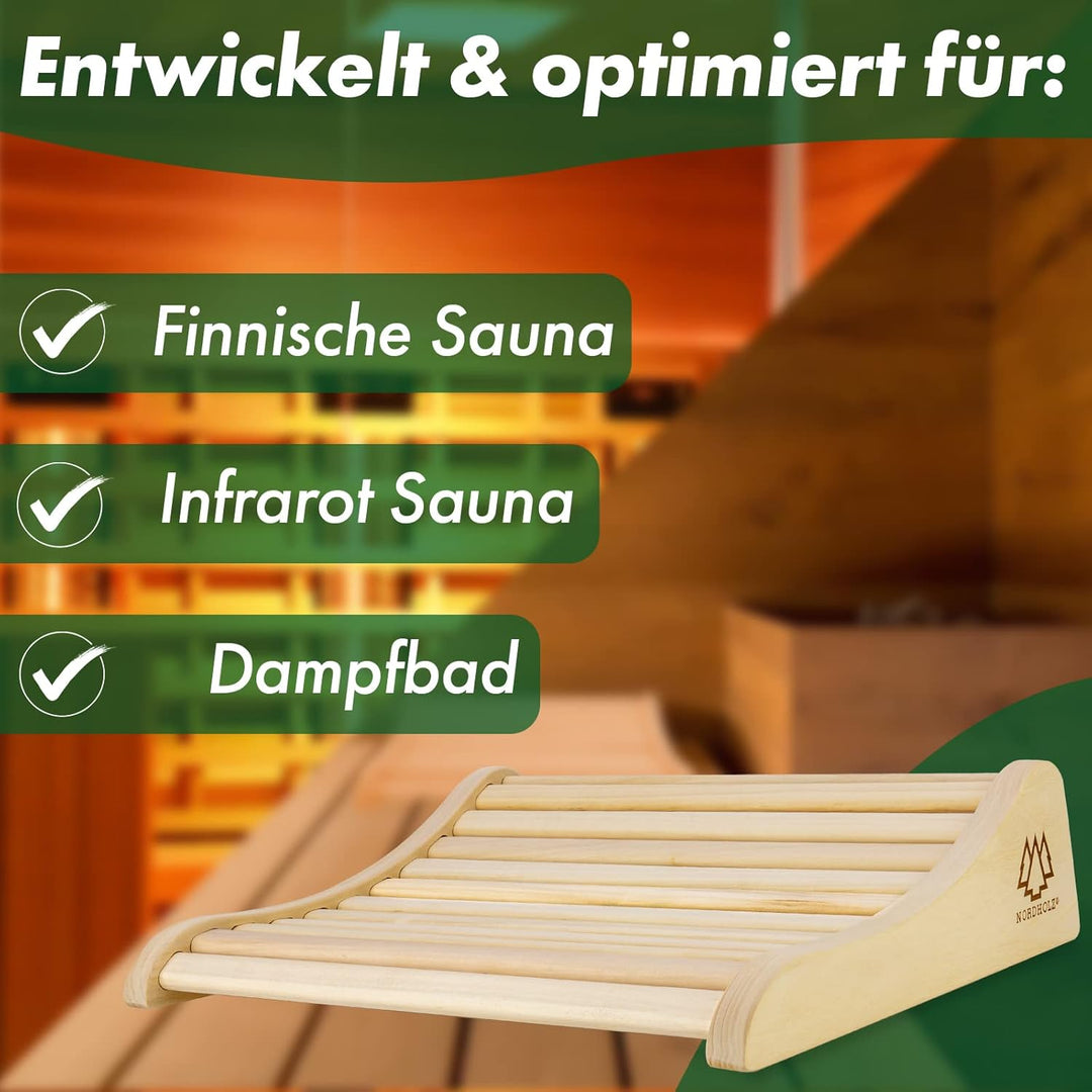 Sauna Kopfstütze Holz 2er Set - 37x33cm ideale Breite für optimalen Liegekomfort - Sauna Kopfstütze