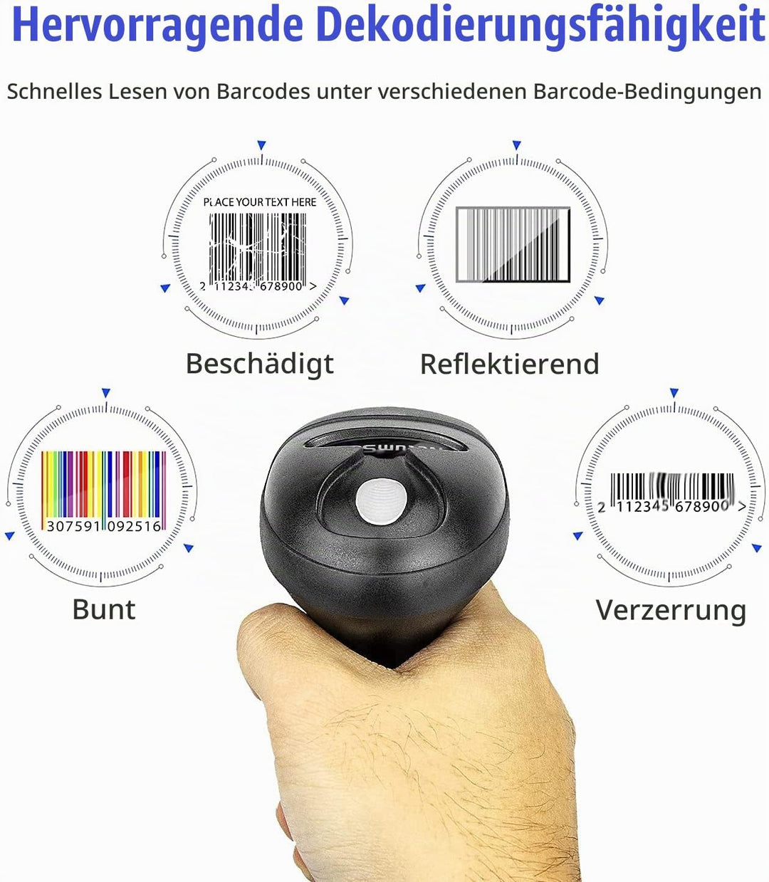 NetumScan USB 1D-Barcode-Scanner, kabelgebundener Handheld-CCD-Barcode-Leser, unterstützt das Scanne
