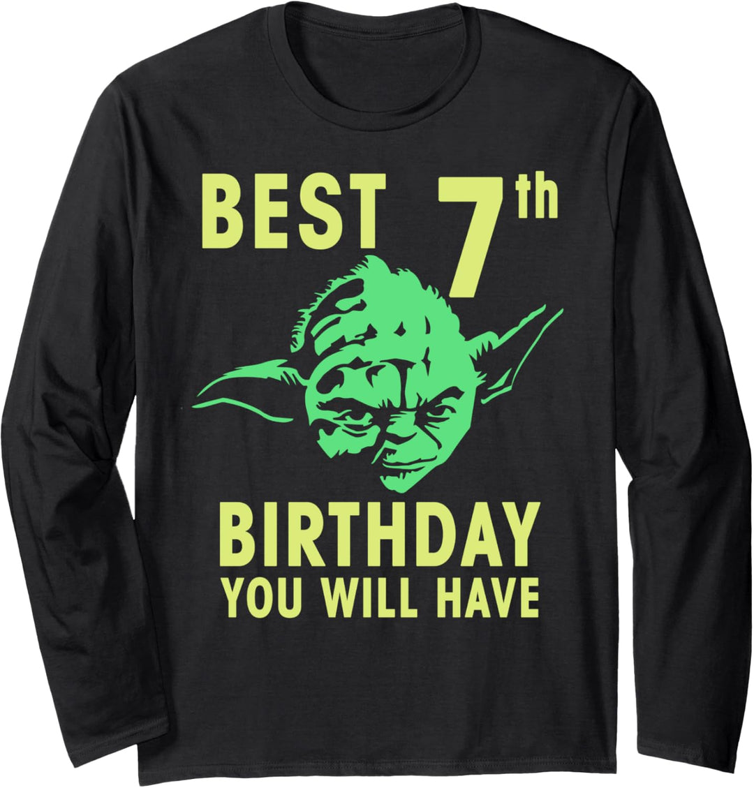 Star Wars Yoda Best 7th Birthday You Will Have Stencil Langarmshirt