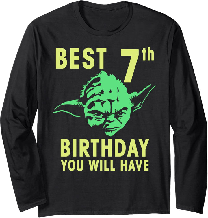 Star Wars Yoda Best 7th Birthday You Will Have Stencil Langarmshirt