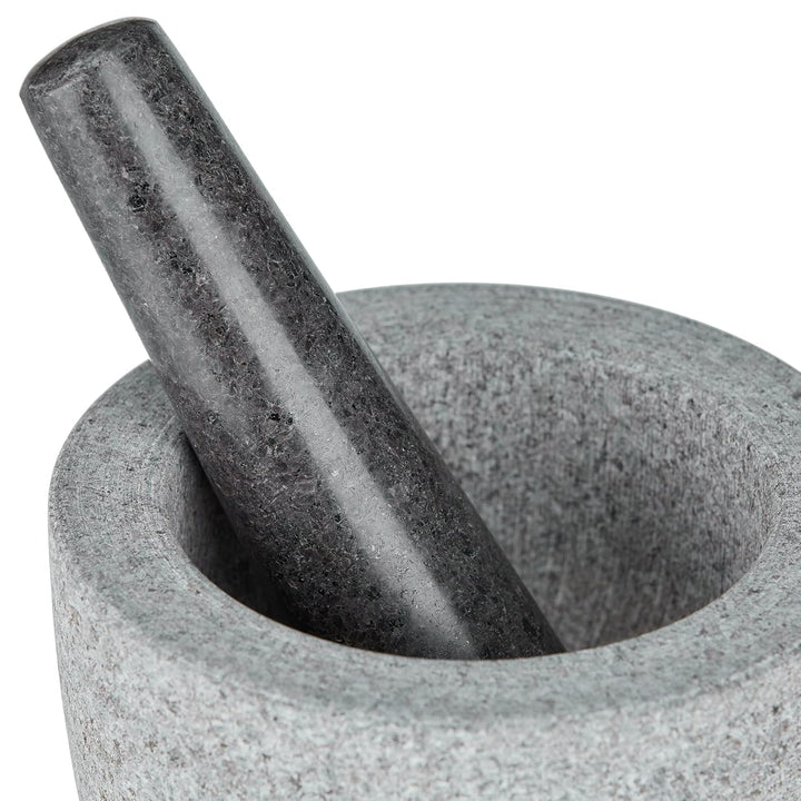 Relaxdays Mörser mit Stössel, Granit, runder Steinmörser, HxD: 10 x 14 cm, Gewürze & Kräuter, schwer