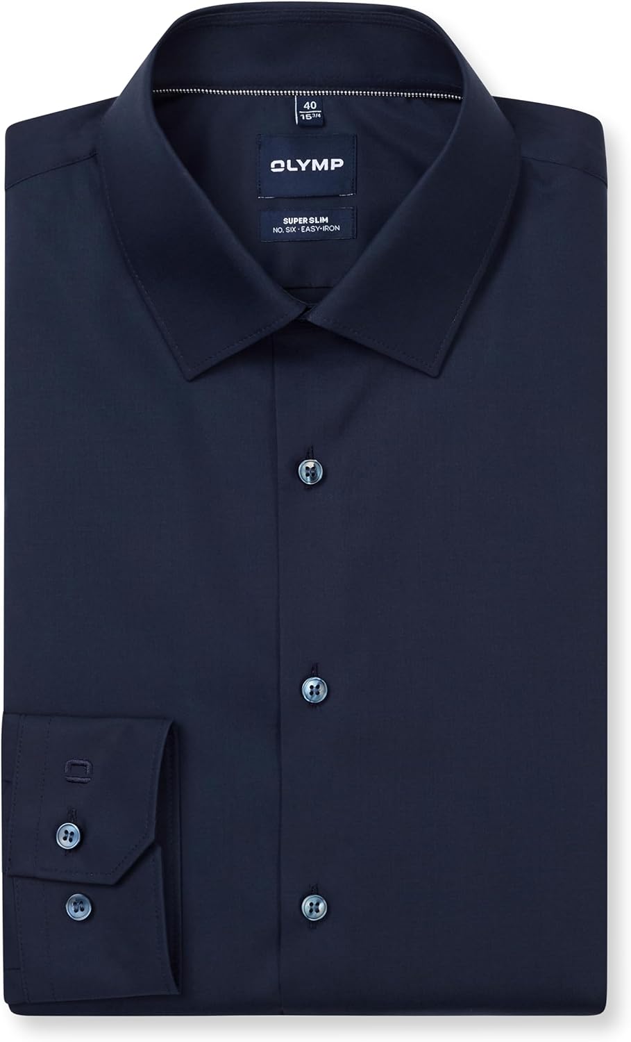 OLYMP Herren Oberhemd Langarm No. Six,Uni,super Slim,Urban Kent 36 Marine 18, 36 Marine 18