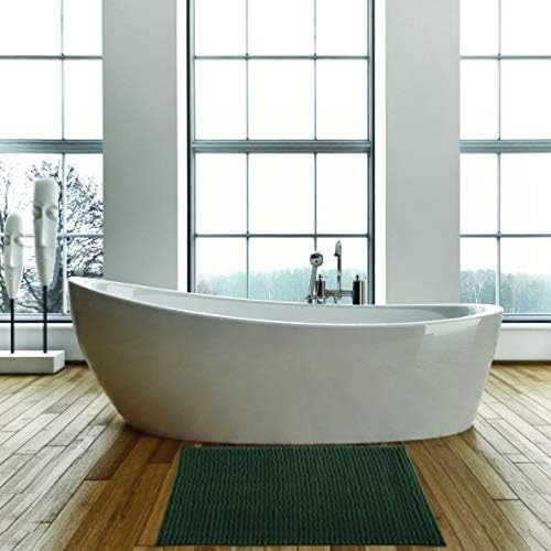 MSV Badteppich Badvorleger Duschvorleger Chenille Hochflor Badematte 60x90 cm – Dunkelgrün Dunkelgrü