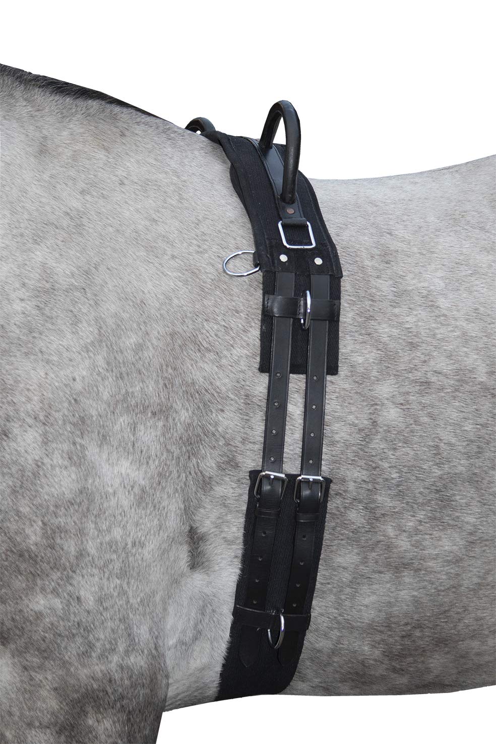 HKM Longiergurt Canvas mit Doppelgriff (Pony, schwarz) Schwarz Pony, Schwarz Pony