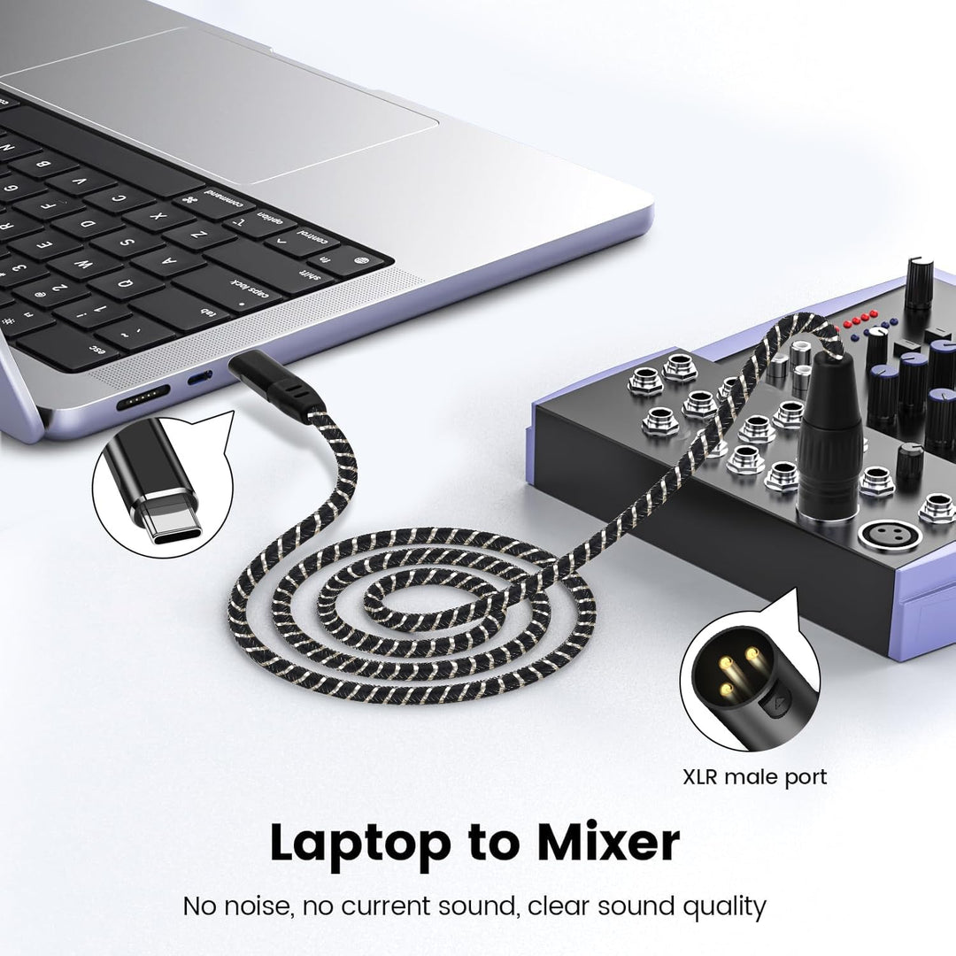USB C auf XLR Audiokabel,2M Type C auf XLR Male Output Stereo Kabel,für Verstärker, Lautsprecher, Mi