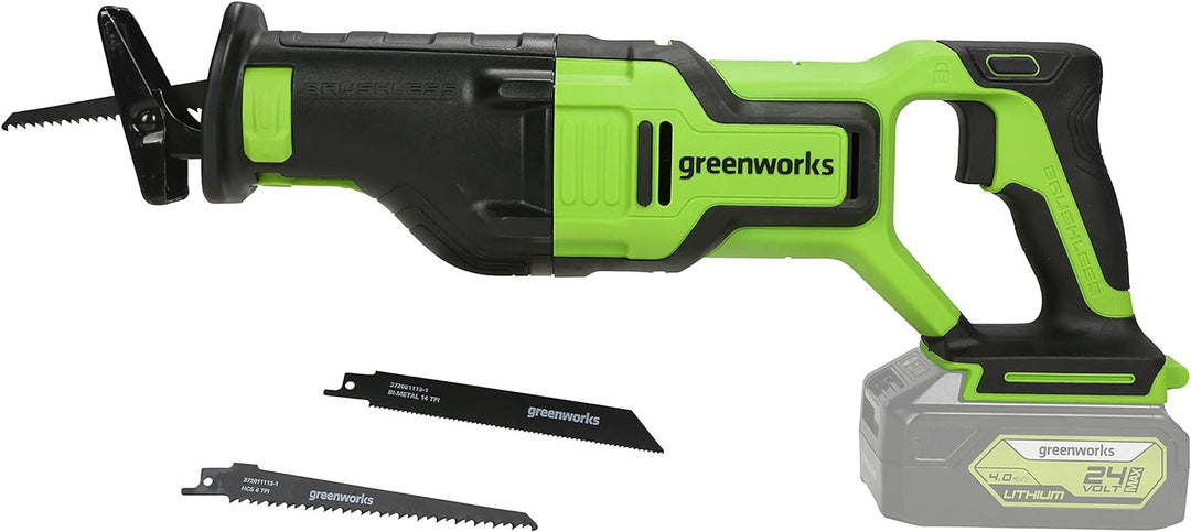Greenworks GD24RS Akku Säbelsäge mit bürstenlosem Motor, 2700spm, 28 mm Hublänge, OHNE 24V Akku & La