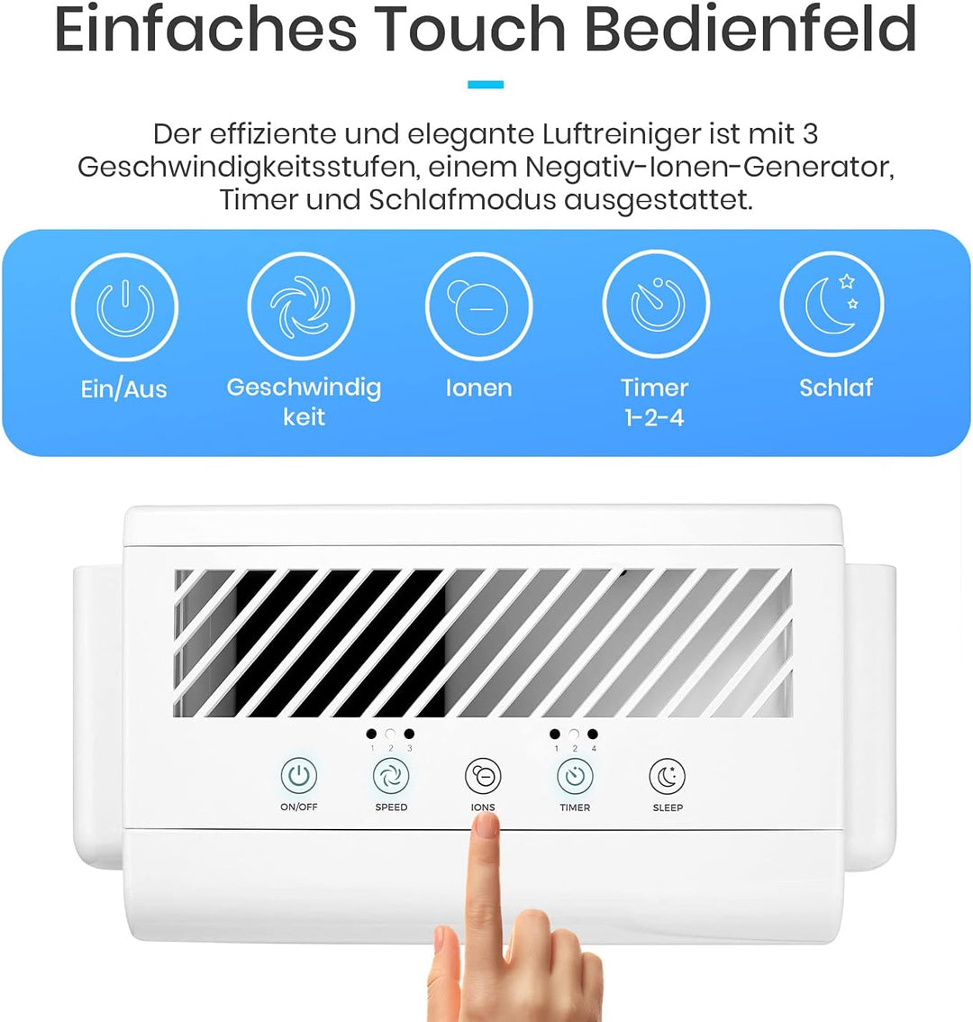 Luftreiniger von Pro Breeze mit True HEPA Luftfilter für Allergiker, Air Purifier für bis zu 40m², C