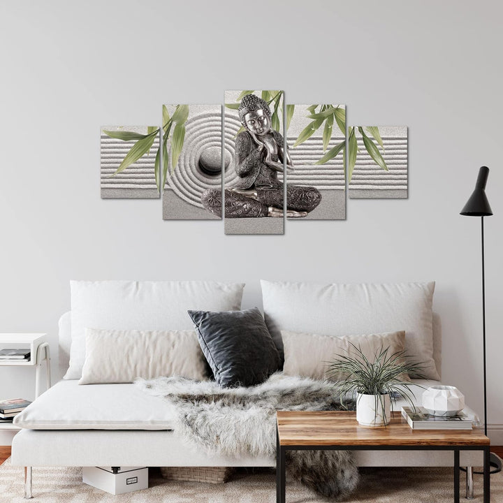 Runa Art Wandbilder Buddha Feng Shui 5 Teilig Bild auf Vlies Leinwand Deko Wohnzimmer Schlafzimmer R