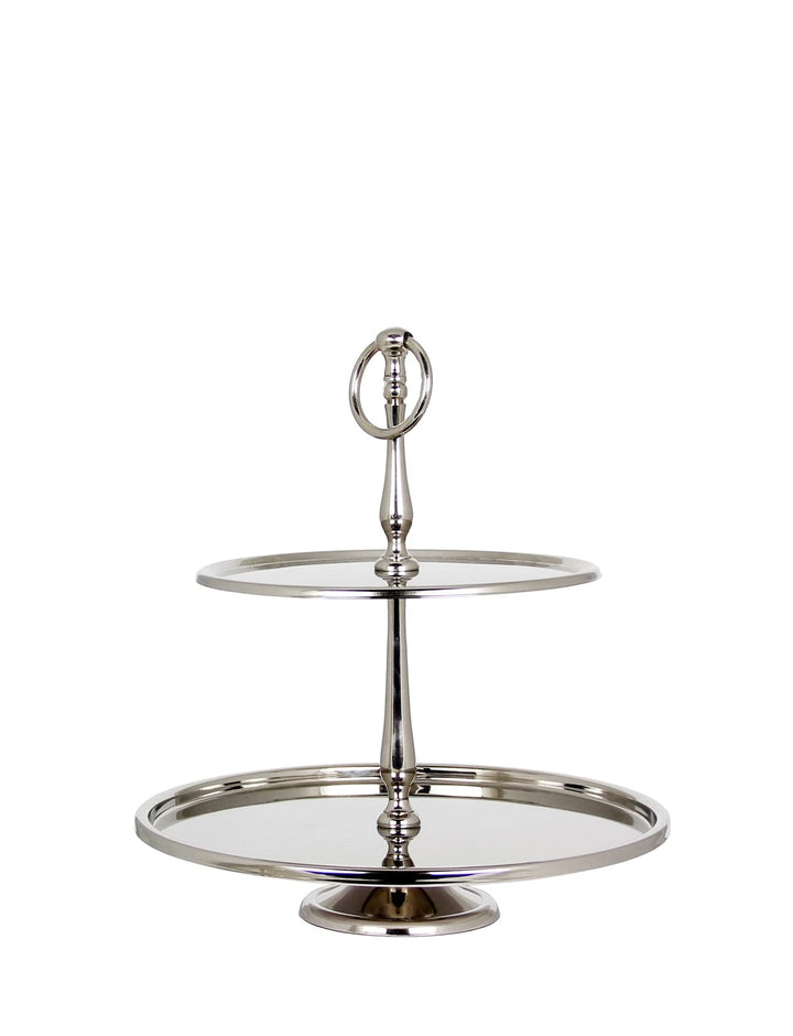 Etagere ""Nizza"", 2er, vernickelt, von Kaheku, Höhe 34cm