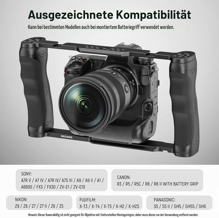 NEEWER Videokamera Käfig Rig mit Arca Basis, Doppelgriffen, 3/8" ARRI Aufnahme &amp; 1/4" Gewinde, Cold