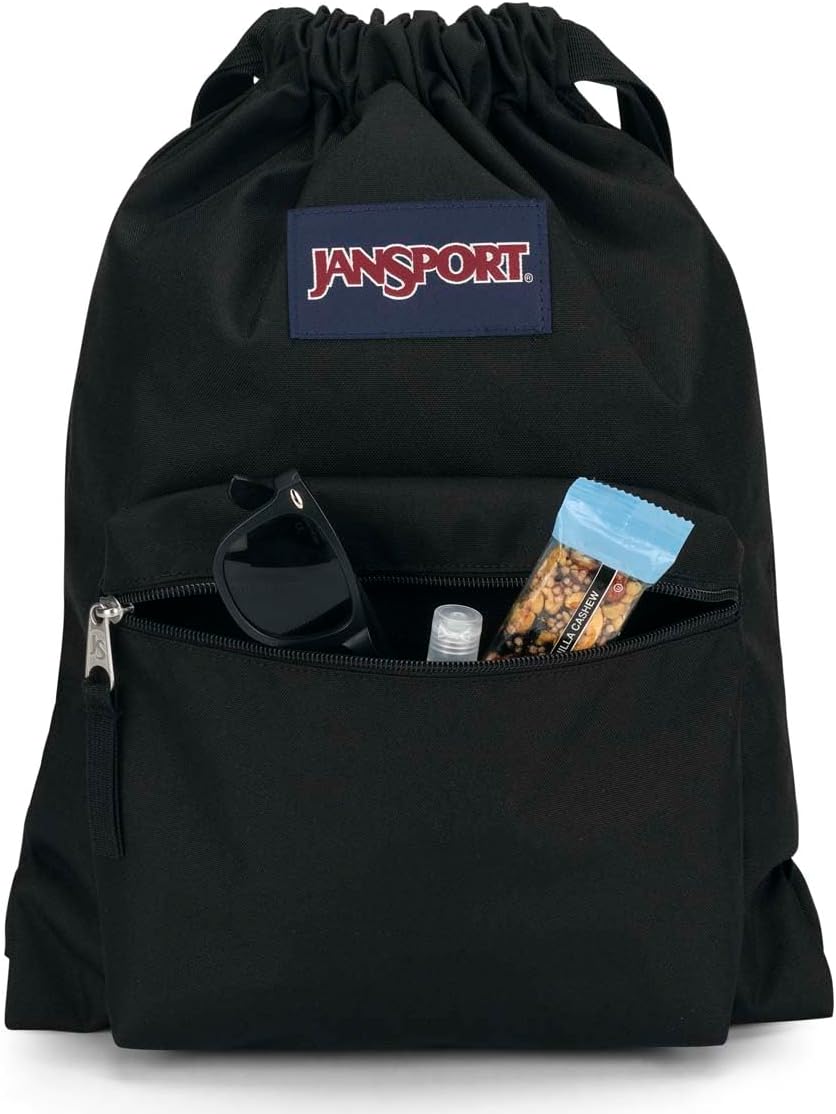 JanSport DRAWSACK Kleiner Rucksack,Black Schwarz, Schwarz