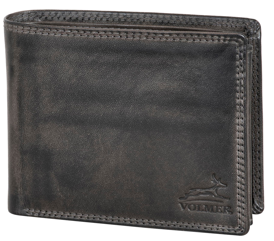 Fa.Volmer ® Leder Geldbörse Herren mit RFID-Schutz I extra-stabile Doppelnaht I 9 Fächer für Kreditk
