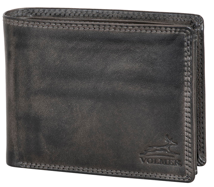 Fa.Volmer ® Leder Geldbörse Herren mit RFID-Schutz I extra-stabile Doppelnaht I 9 Fächer für Kreditk