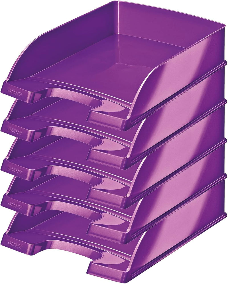 Leitz Briefkorb, A4, 5er Pack, Violett, WOW-Serie, 52263062 Violett 5 Stück, Violett 5 Stück