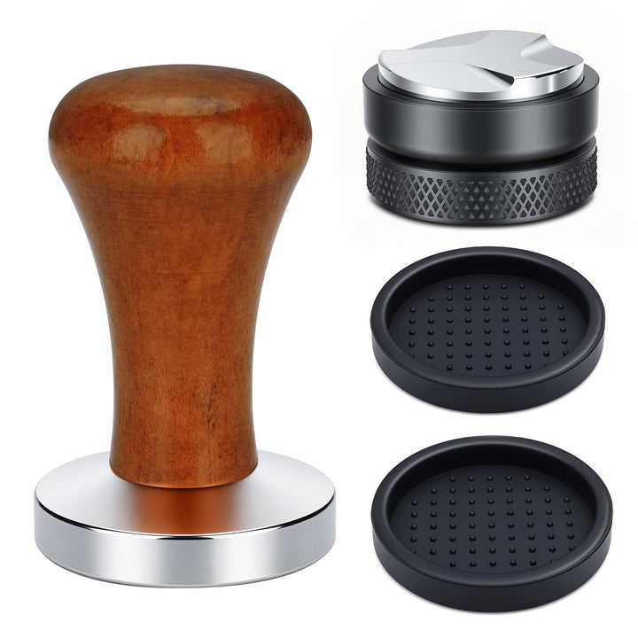 mobumeia Espresso Tamper 51 mm, Distributor 51mm, Espresso Zubehör mit Silikonkissen, Kaffeestampfer