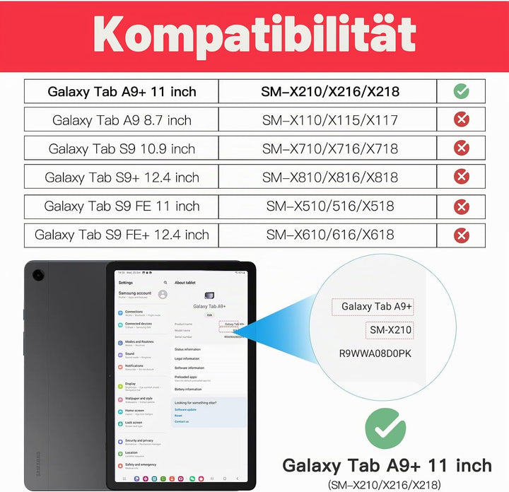 BRAECN für Galaxy Tab A9+ Hülle - Samsung Tablet A9 Plus 11" 2023 Rot | Stossfeste Schutzhülle, 360°