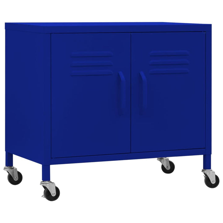 vidaXL Lagerschrank Marineblau 60x35x56cm Stahl Sideboard Schrank mit Rollen Büroschrank Metallschra