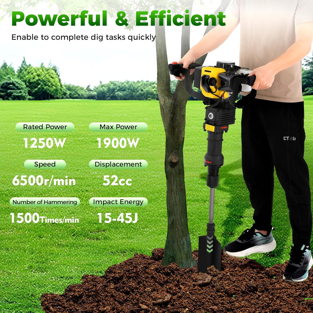 Grabenfräse Benzin 52CC 1900W Baumgraber Baumgrabmaschine Garten Baum Bagger Tragbarer Benzin Handge