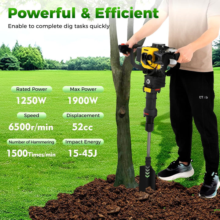 Grabenfräse Benzin 52CC 1900W Baumgraber Baumgrabmaschine Garten Baum Bagger Tragbarer Benzin Handge