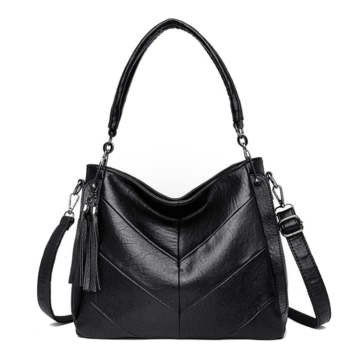 Kris Anna Damen PU Leder Hobo Schulter Handtasche Schwarz EINWEG, Schwarz