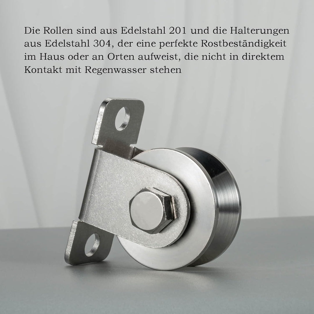 Umlenkrolle mit 2 Kugellager, V Typ Umlenkrollen für 12mm Seile Stahlseil, Tragkraft 500kg | 2 Stück