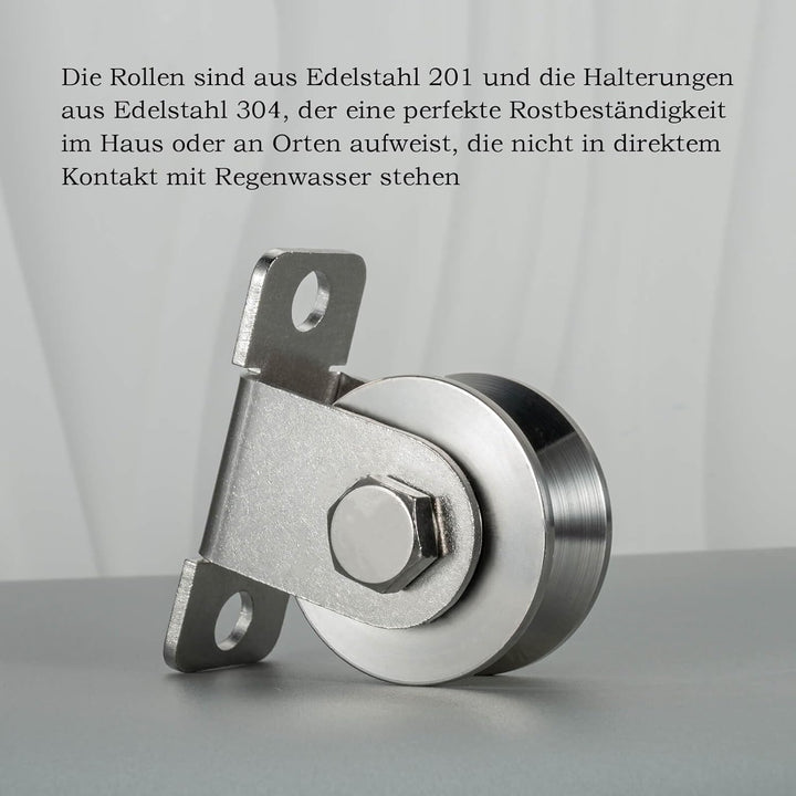 Umlenkrolle mit 2 Kugellager, V Typ Umlenkrollen für 12mm Seile Stahlseil, Tragkraft 500kg | 2 Stück