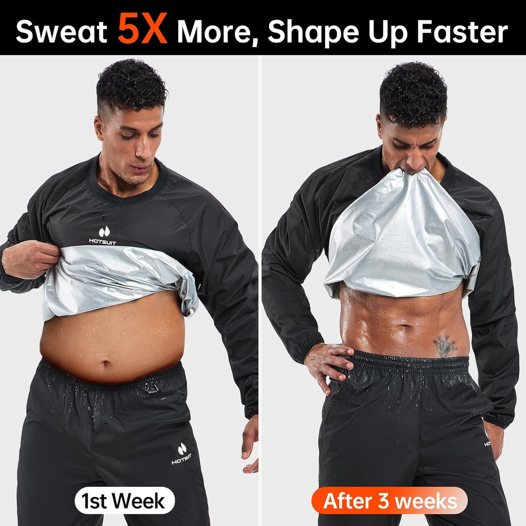 HOTSUIT Schwitzbekleidung für Herren, Saunaanzug, Sauna, Fitnessstudio, Sauna Schwarz S