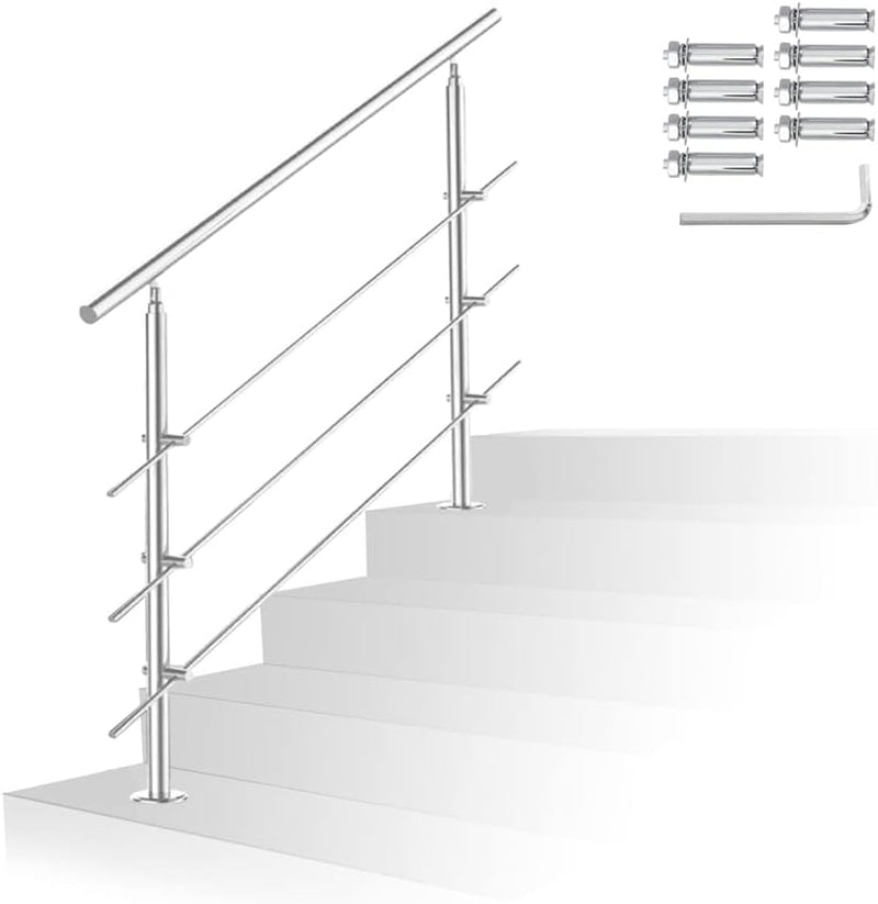 Randaco Edelstahl Handlauf Geländer Innen und Aussen, Treppengeländer für Balkon Brüstung Treppen Ha