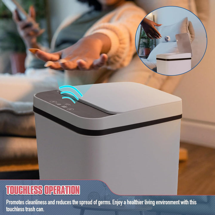 VicBre 12L Sensor Mülleimer mit Deckel, Touchless Wasserdicht Abfalleimer Automatischer Mülltonne fü