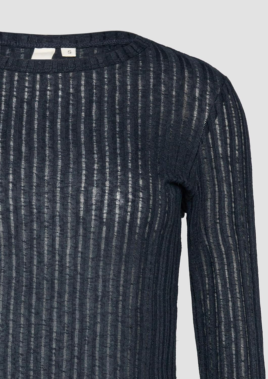 QS Leicht transparentes Longsleeve mit Strukturmuster S 5872_tiefblau, S 5872_tiefblau