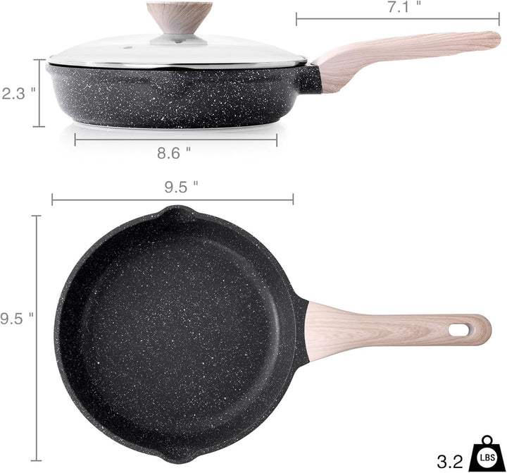 Kordisen Antihaft Bratpfanne mit Deckel, 24 cm Granit Beschichtung Pfanne Induktion, Gesund und Ungi