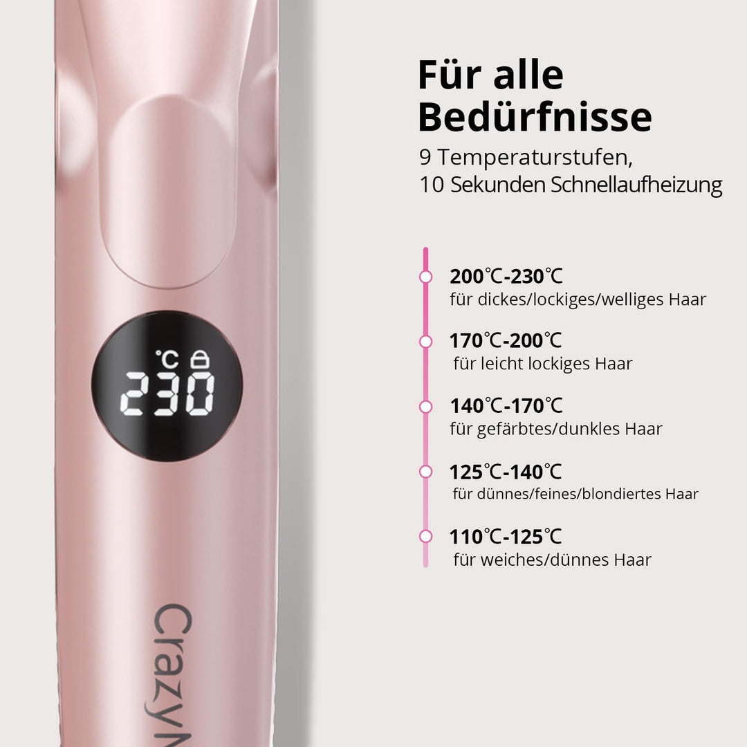 CrazyMar Glätteisen,2 In 1 Glätteisen Locken und Glätten,Ionen Air Glätteisen,9 Temperaturstufen(110