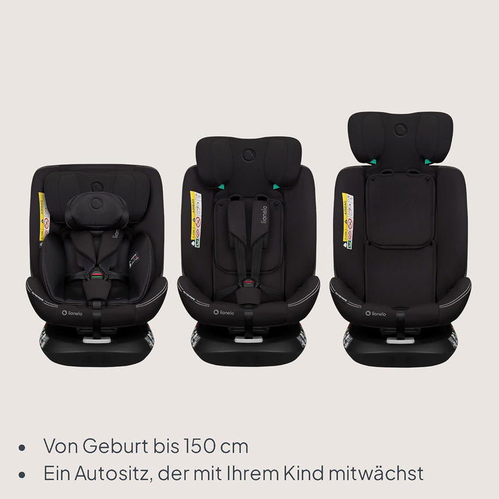 Lionelo Bastiaan i-Size One 360o drehbarer Autositz für Kinder von 40-150 cm, Montage in Fahrtrichtu